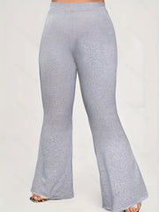  Solid High Rise Flared Leg Pants