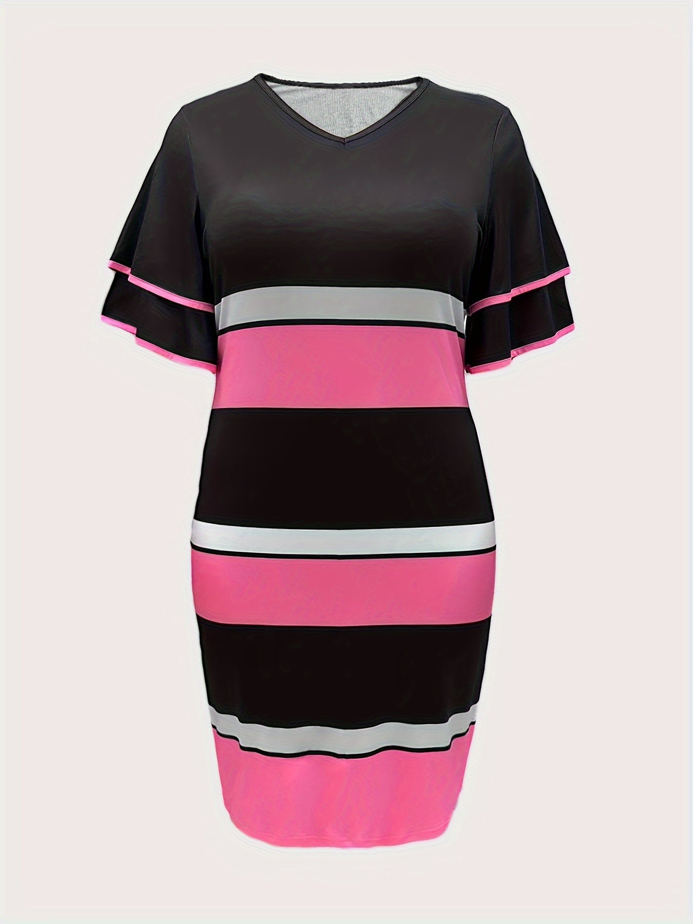  Casual Dress Women's Plus V Neck Slim Fit Dress