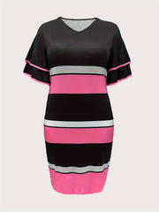  Casual Dress Women's Plus V Neck Slim Fit Dress