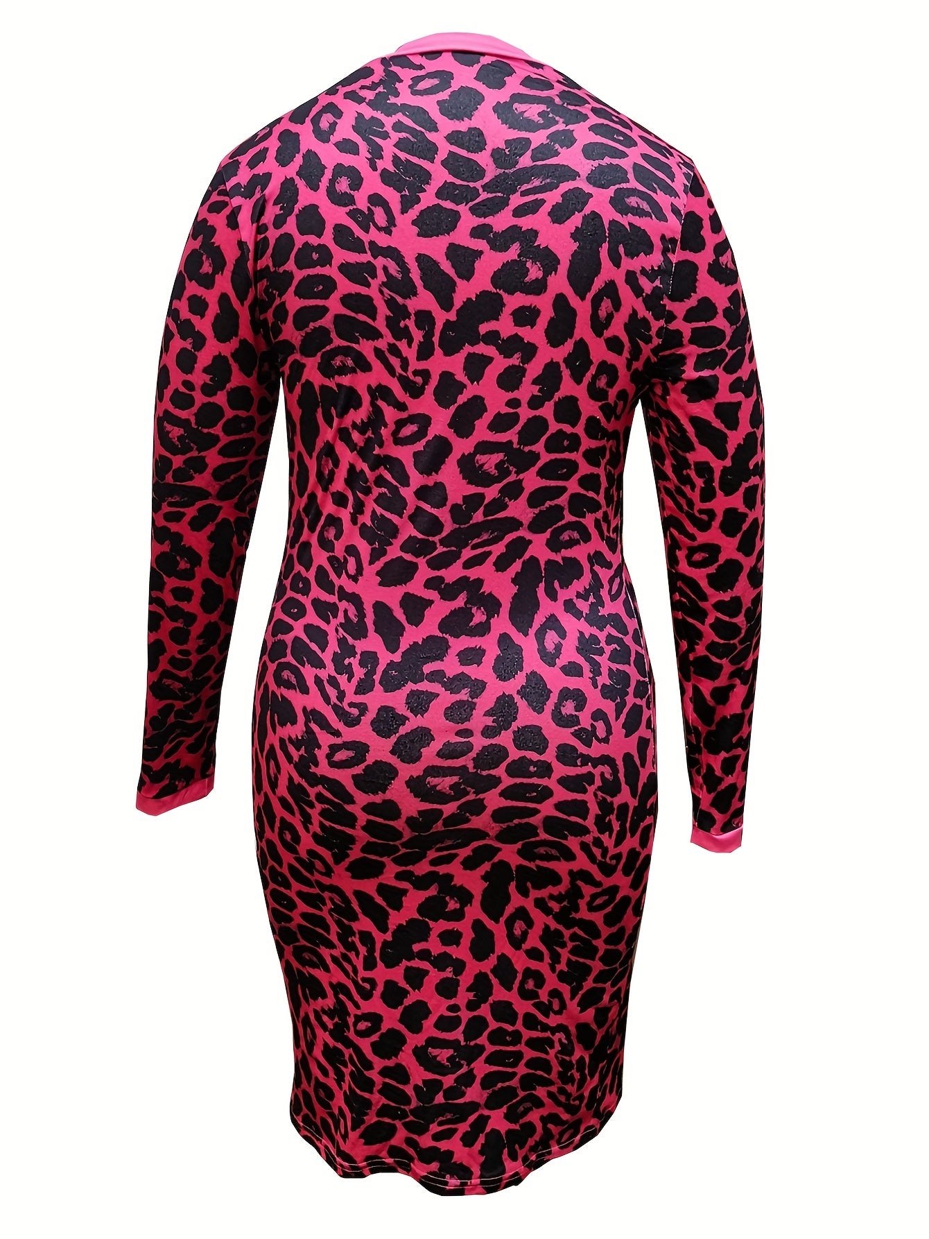  Sexy Leopard Print Long Sleeve Dress With Pockets