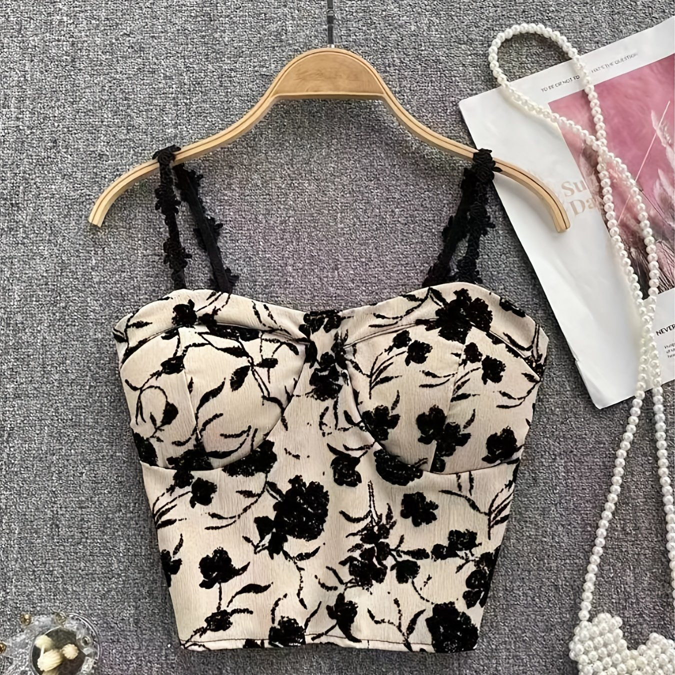 Floral Print Camisole Underwear Top for Teens 13-18 Years