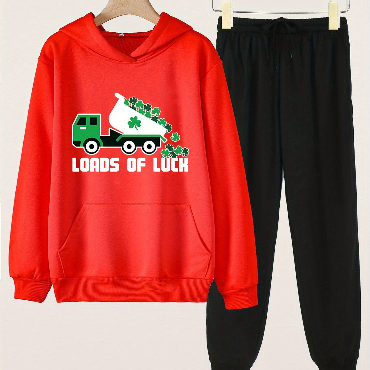 Clover & LOADS OF LUCK 2pcs Sets Girls Hoodies Jogger Pants Spring Fall