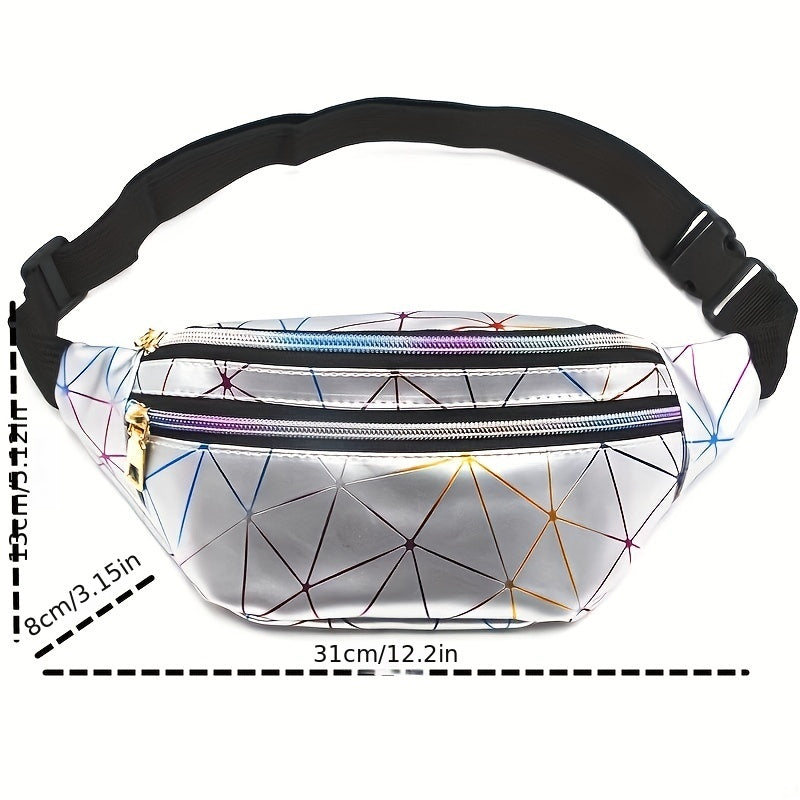 Holographic Fanny Pack Laser Geo Pattern Crossbody Bag