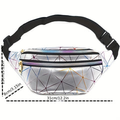 Holographic Fanny Pack Laser Geo Pattern Crossbody Bag