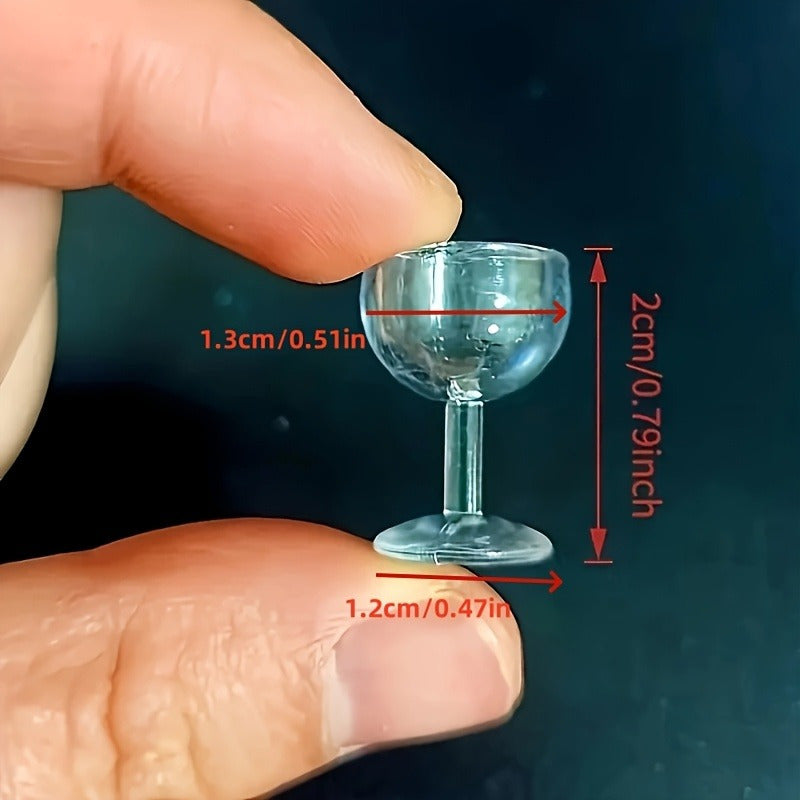 Clear Plastic Stemware Wine Glasses for Dollhouse Kitchen Decor
