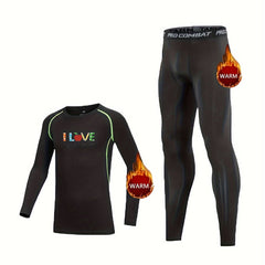 2pcs Love Print Fleece Compression Sets for Toddlers