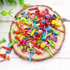 100pcs Mini Metal Pad Fasteners DIY Crafts Colorful Round Two Pin Mushroom Nails