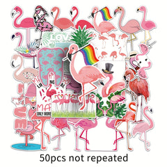 50pcs Flamingo Waterproof Stickers for Bottles Laptop Scrapbook
