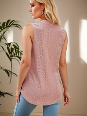 Eyelet Tank Top Sleeveless Casual Summer Women's Clothing