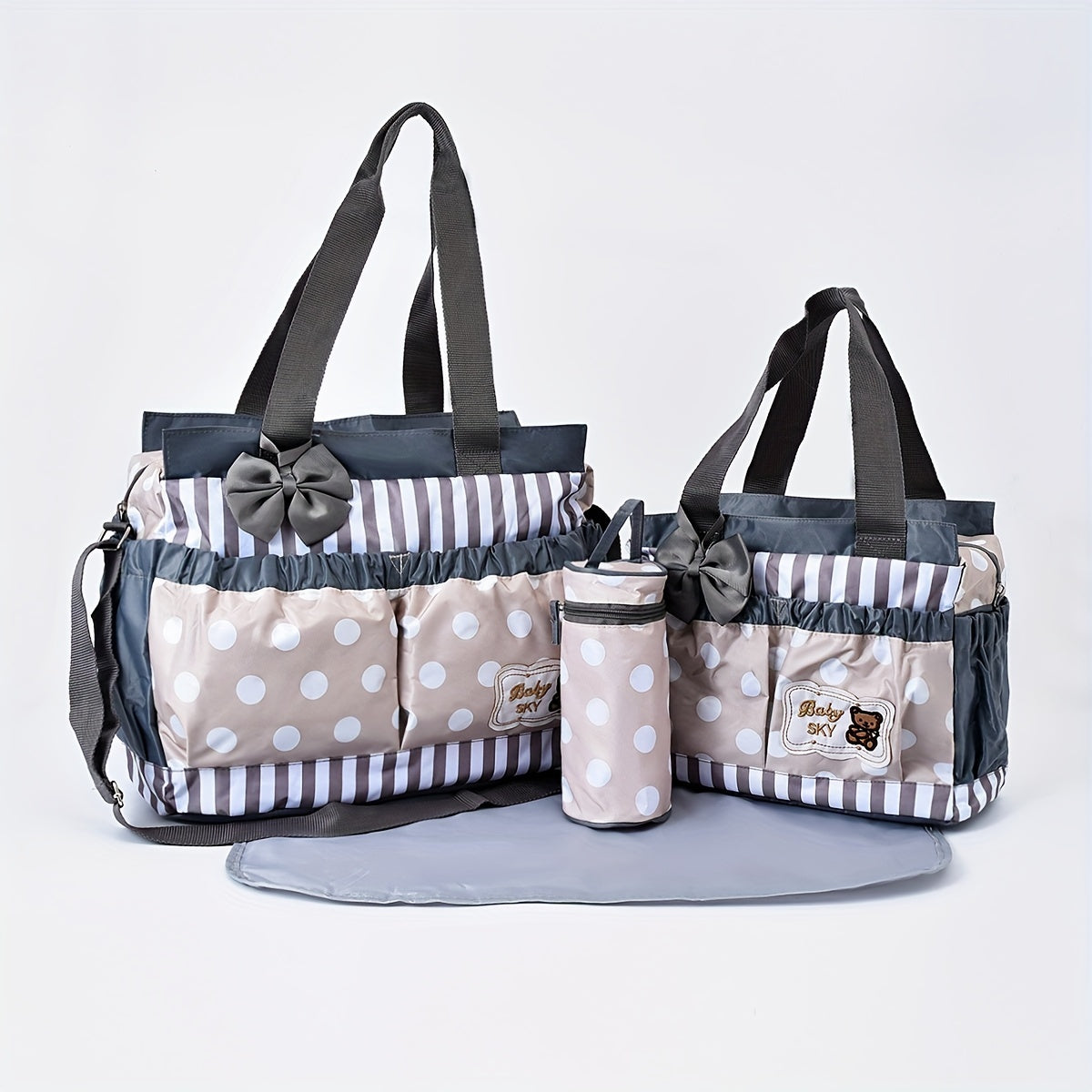 Large Polka Dot Mommy Bag - Four Piece Set