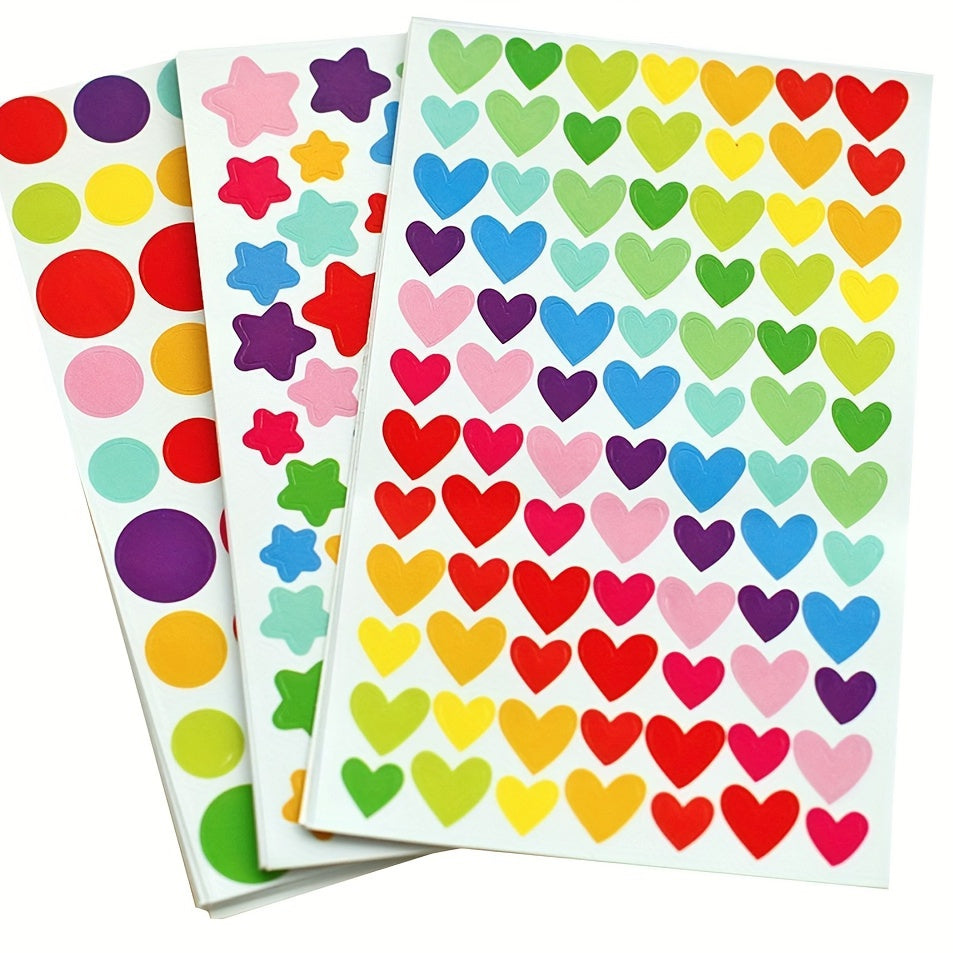 1512pcs Self Adhesive Stickers Arts Crafts Mixed Dots Hearts