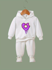 Donut Heart Pattern 2pcs Activewear Sets Girls Sports Outfits