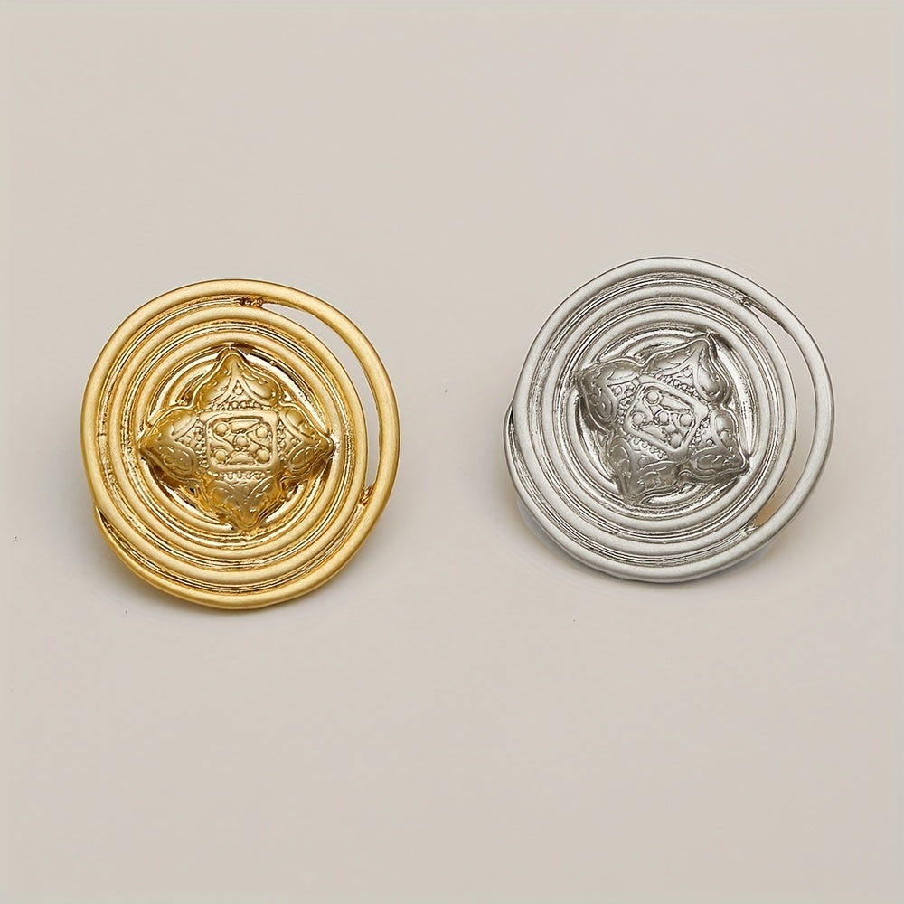 5pcs Retro Metal Button Light Coat Windbreaker Buckle, Decorative Buckle