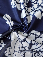 Floral Print Lounge Dress V Neck Long Sleeve Women's Loungewear