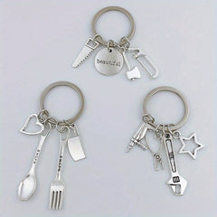 Mini Repair Tools Kit Keychain Metal Key Ring Father's Gift For Dad Papa