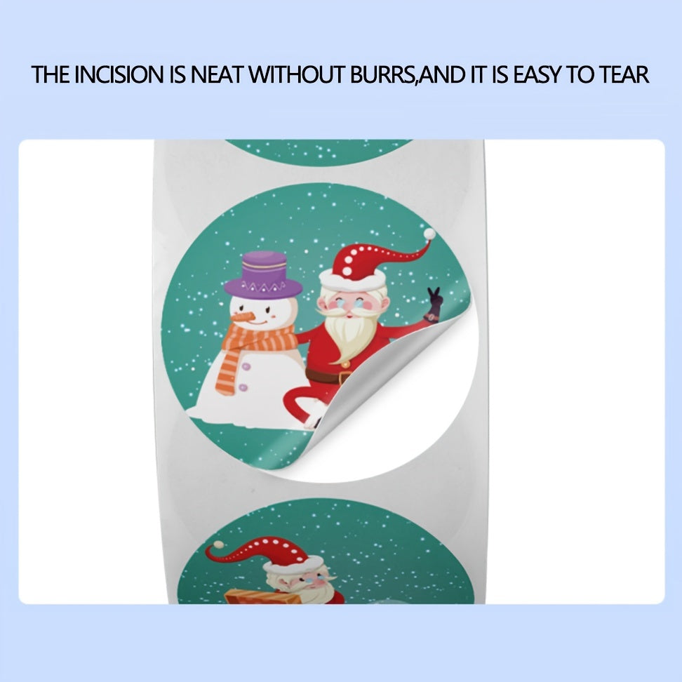 500 Merry Christmas Stickers Roll - Self adhesive Label Gift Seal Sticker