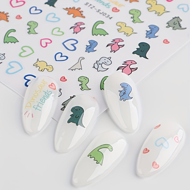 Cute Cartoon Nail Art Stickers Dinosaur Pig Dog Designs