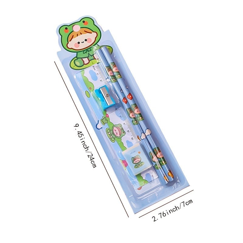 5pcs Student Cartoon Stationery Set Pencil Gift Supplies