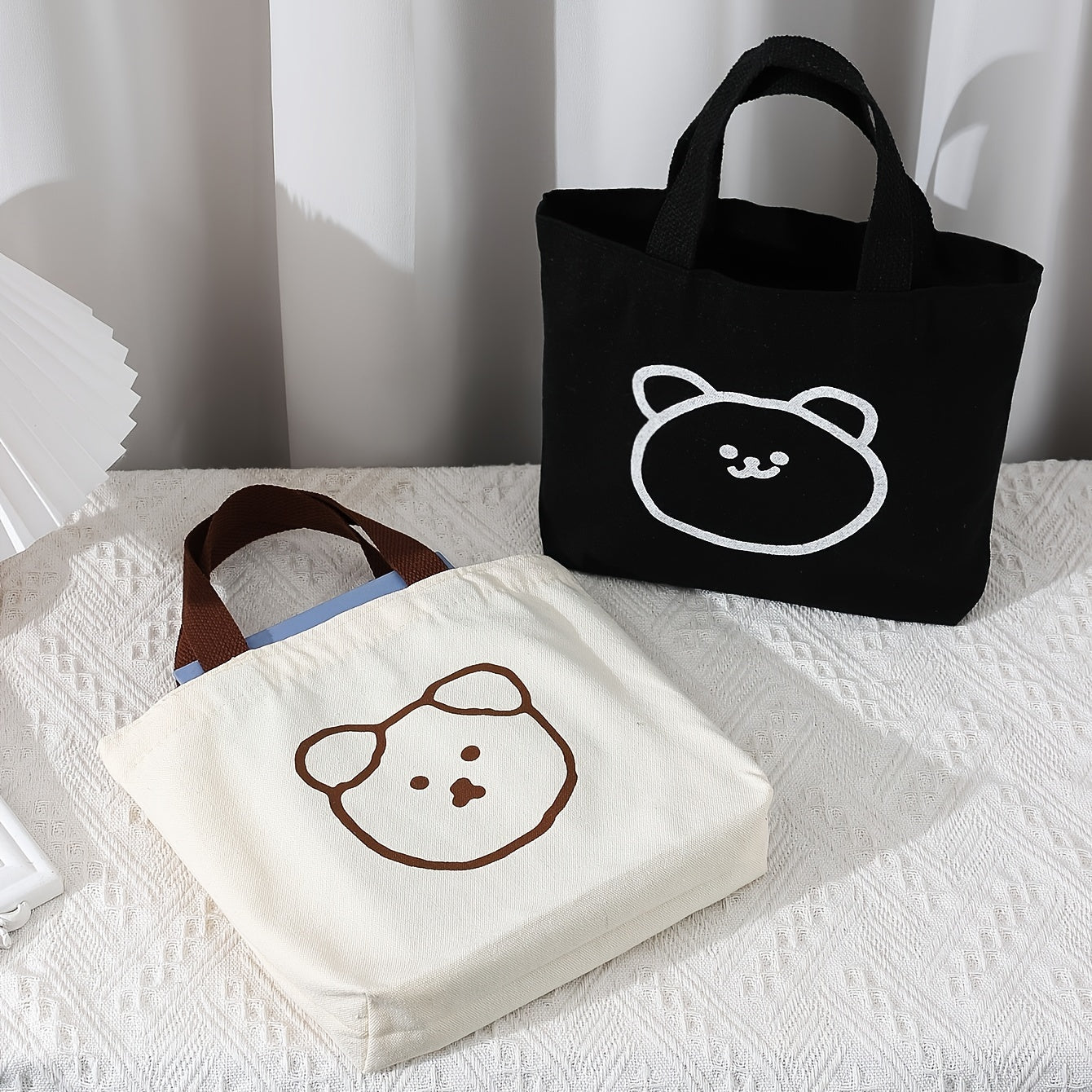 Cartoon Bear Handbag Lunch Box Bag Handle Canvas Bag