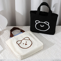 Cartoon Bear Handbag Lunch Box Bag Handle Canvas Bag