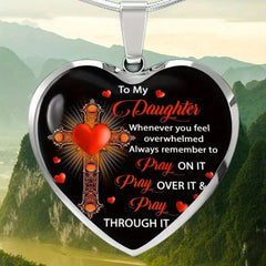 Heart Cross Pendant Necklace Men Women Jewelry Gift Couples