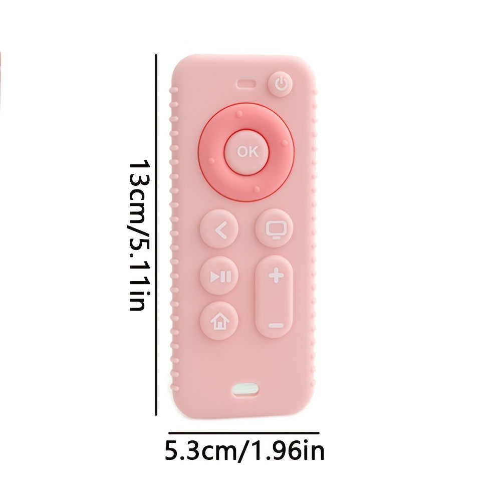 Silicone Remote Control Teether for Youngsters Soft Safe Chew Toy in Pink