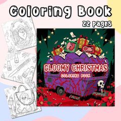 Dark Goth Christmas Adult Coloring Book - Terrifying Holiday Scene