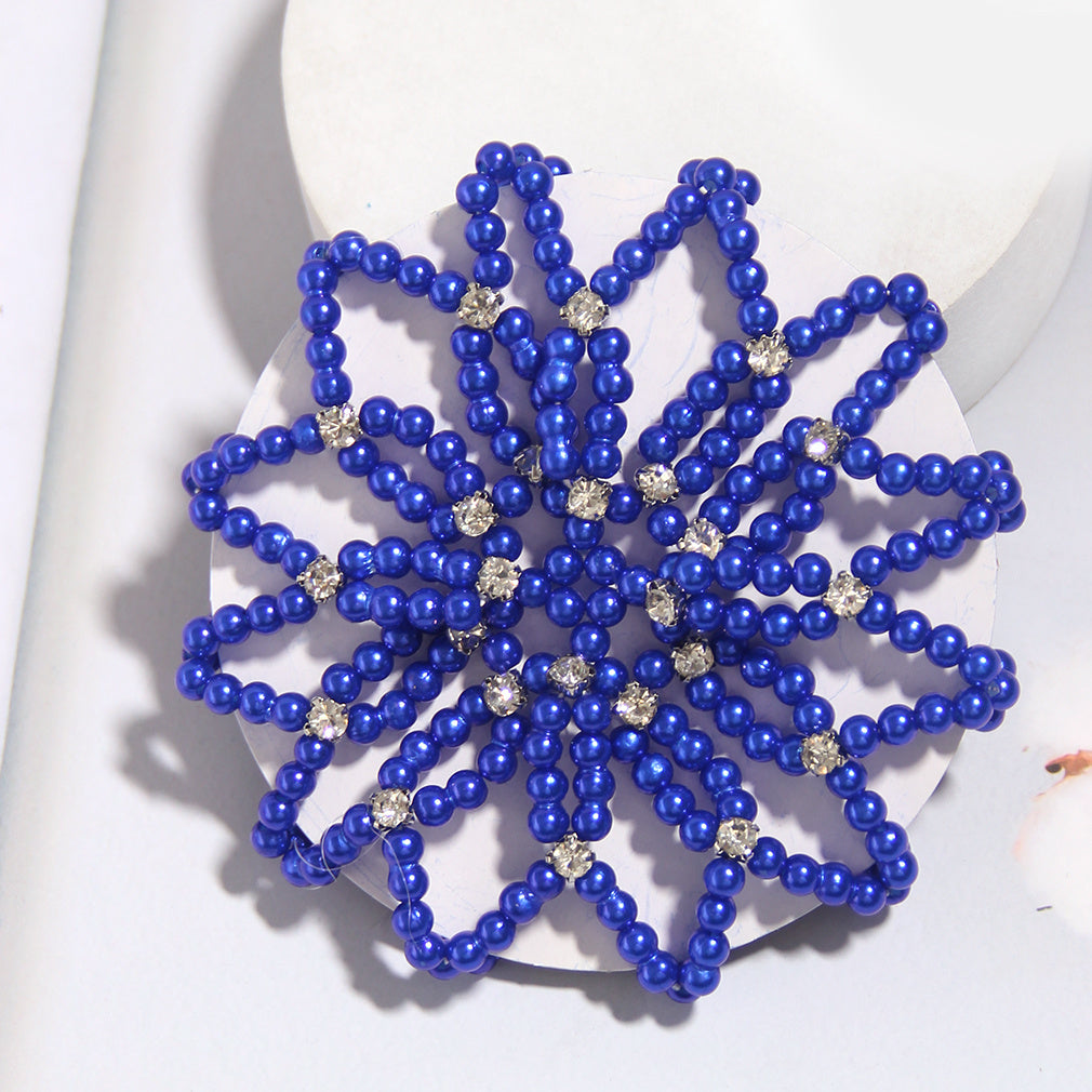 Faux Pearl Hair Snood Elastic Hair Net Crochet Hairnet Ballet Bun Cover