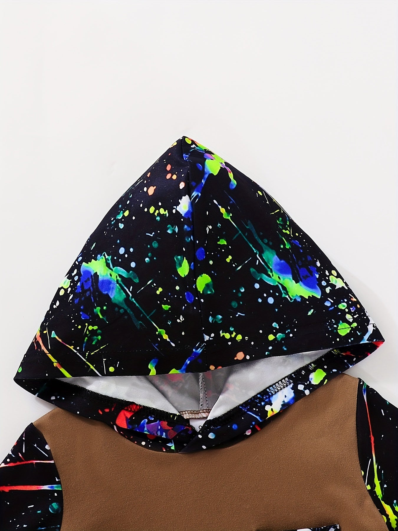 Baby Boy's Graffiti Print Triangle Hoodie Romper & Pants