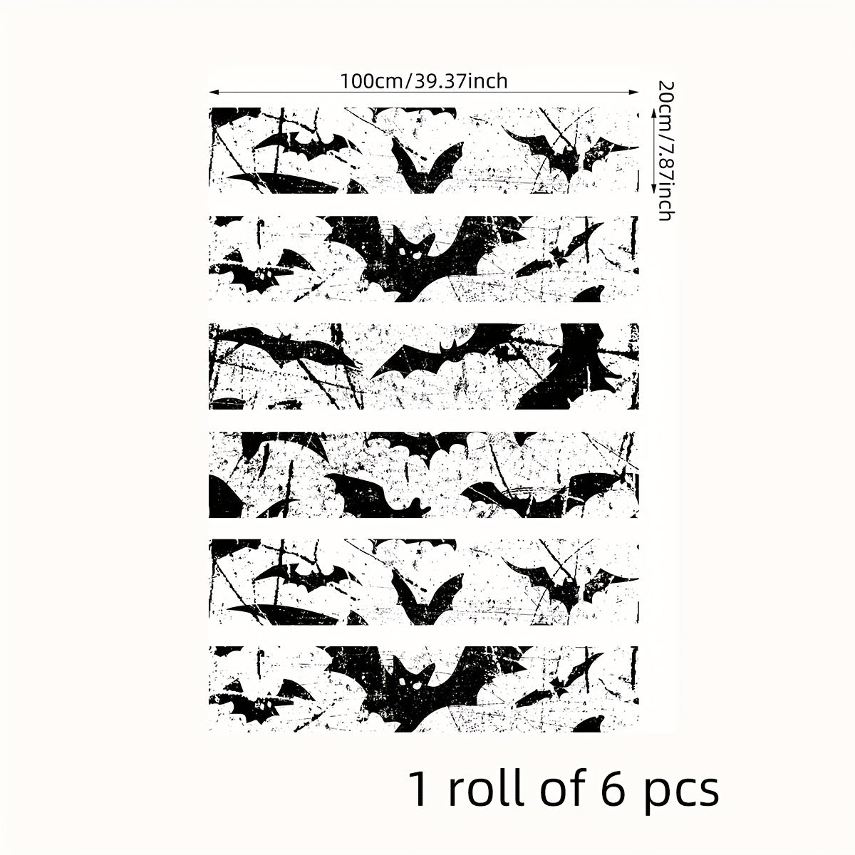 6pcs Halloween Elements & Bat Pattern Staircase Decals Self Adhesive Thick 