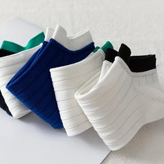5 Pairs Colorblock Crew Socks Soft & Comfy Low Cut Ankle Socks Women's Stockings
