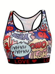  Y2K Bra Women's Pop Art Print Bralette