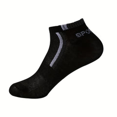 5 Pairs Men's Thin Boat Socks for Outdoor Running & Cycling