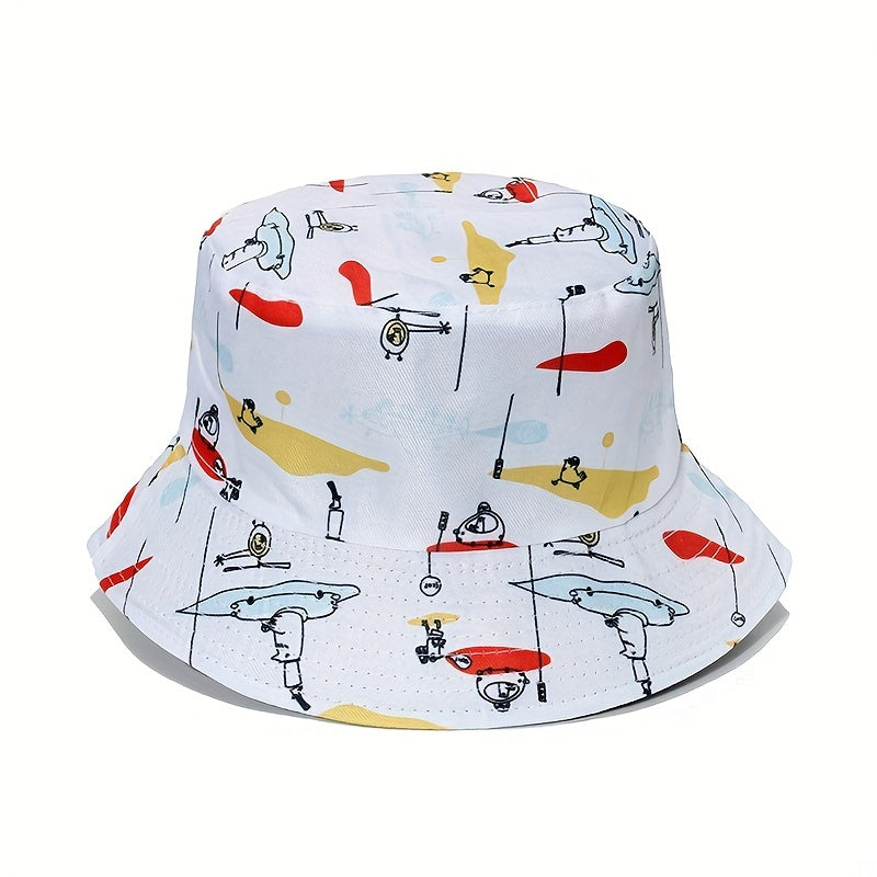 Alien Bucket Hat Cartoon Print Casual Basin Lightweight Sunscreen Cap