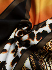  Colorblock Leopard Button Up Blouse