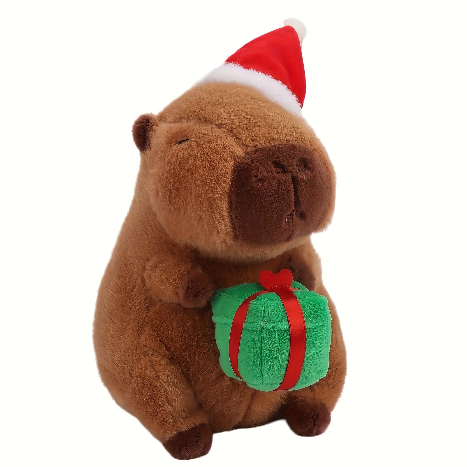 66in Christmas Capybara Plush Toy with Santa Hat, Gift Simulation Anime Doll