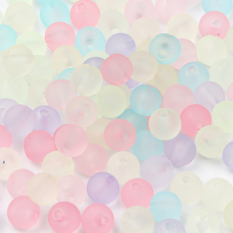 Frosted Mixed Acrylic Round Beads 6-12mm Spacer Beads DIY Bracelet Necklace