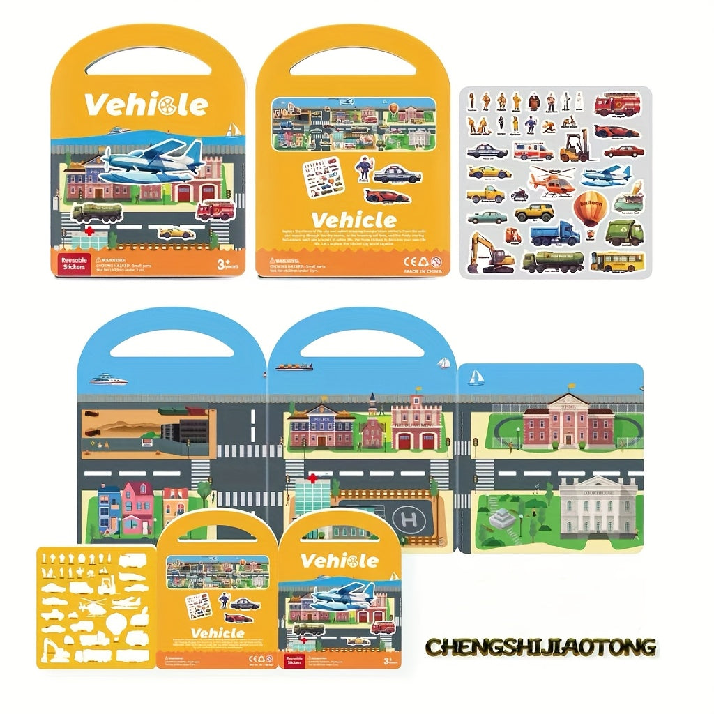 Kids Quiet Bubble Sticker Book - Animal & Transportation Themes