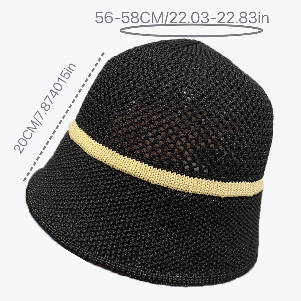 Breathable Crochet Sun Hat Casual Outdoor Bucket Hat for Women