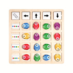 Educational Wooden Fish Puzzle Toy - Learn Directions and Colors