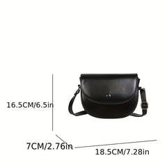Vintage Solid Saddle Bag All Match Flap Shoulder Bag Crossbody Bag