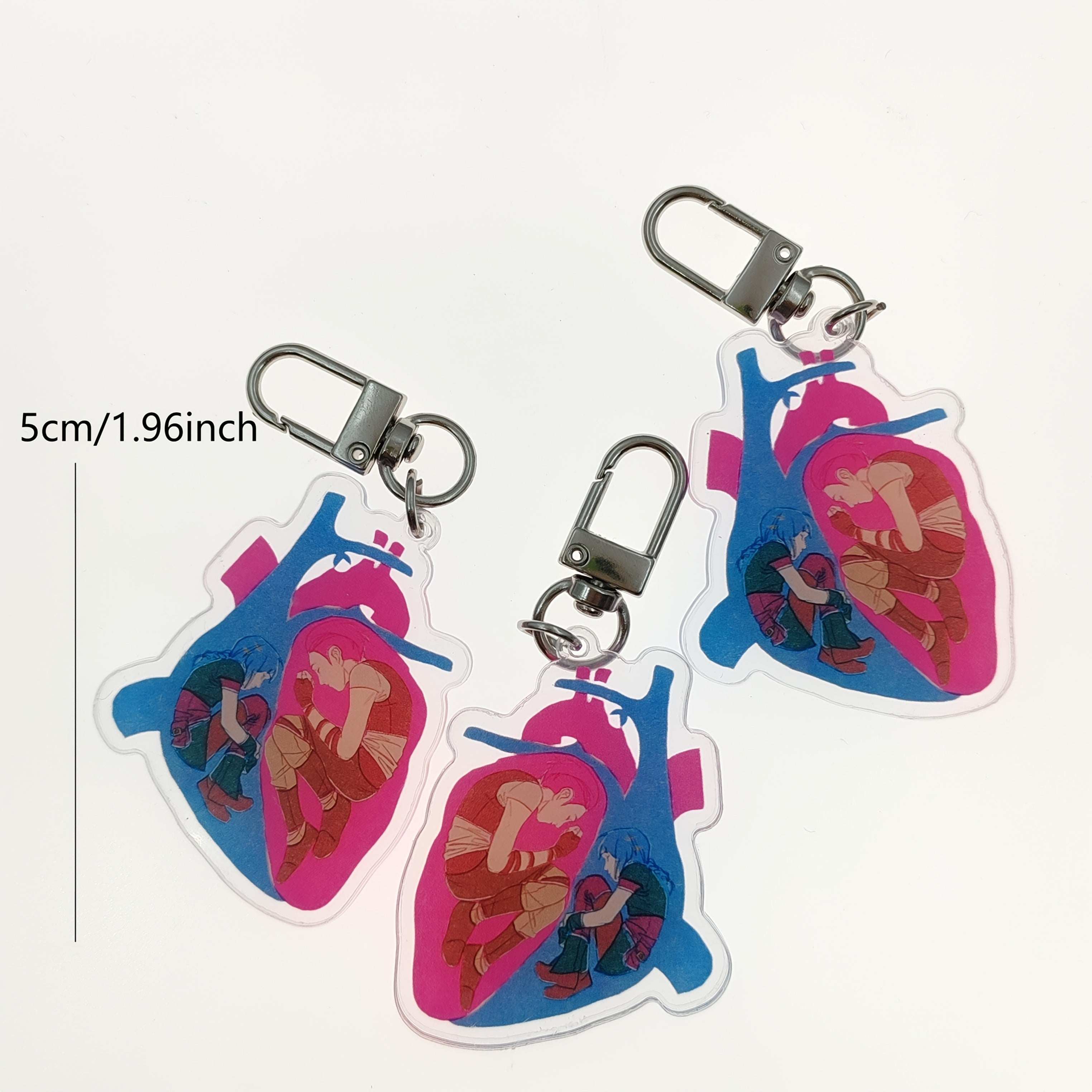 Heart Shaped Keychain Transparent Plastic Accessory for Couples & Friends