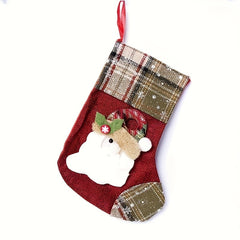 3 Piece Christmas Stocking Set Santa Claus Snowman Elk Socks Set