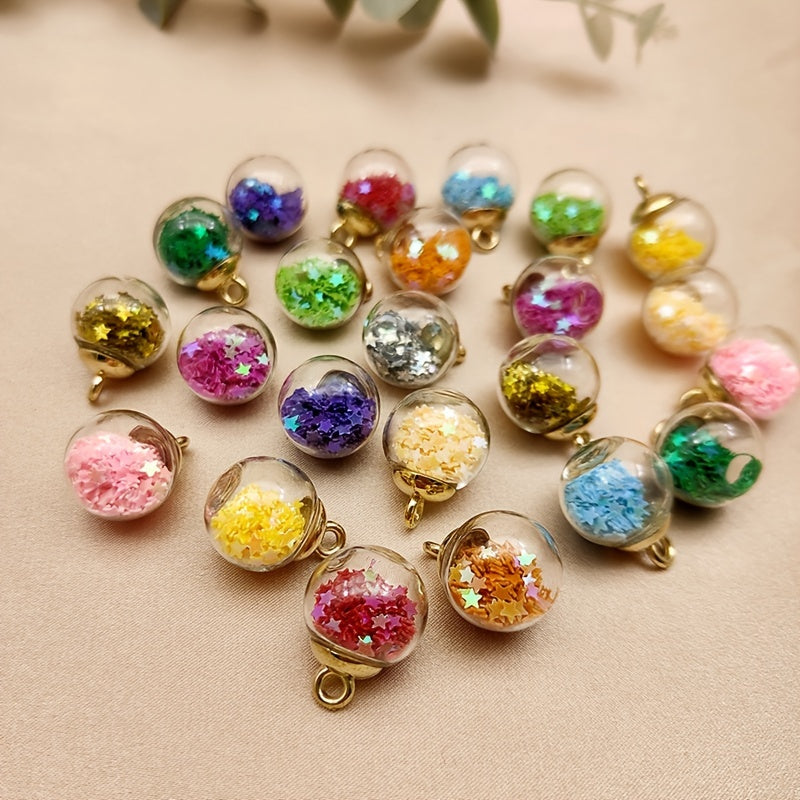 20pcs Glass Ball Artificial Jewelry Mixed Star Sequins 2 1 1 Pendant
