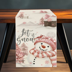 Polyester Merry Christmas Table Runner Snowman Pattern