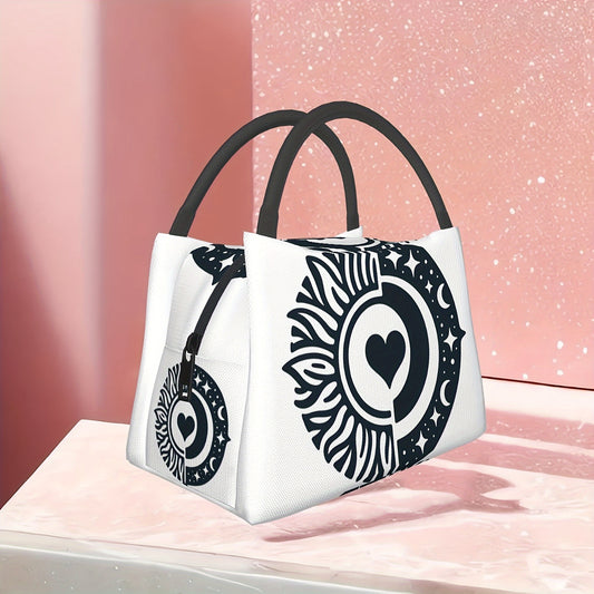 Heart Pattern Lunch Bag Insulated Thermal Cooler for Office School Picnics