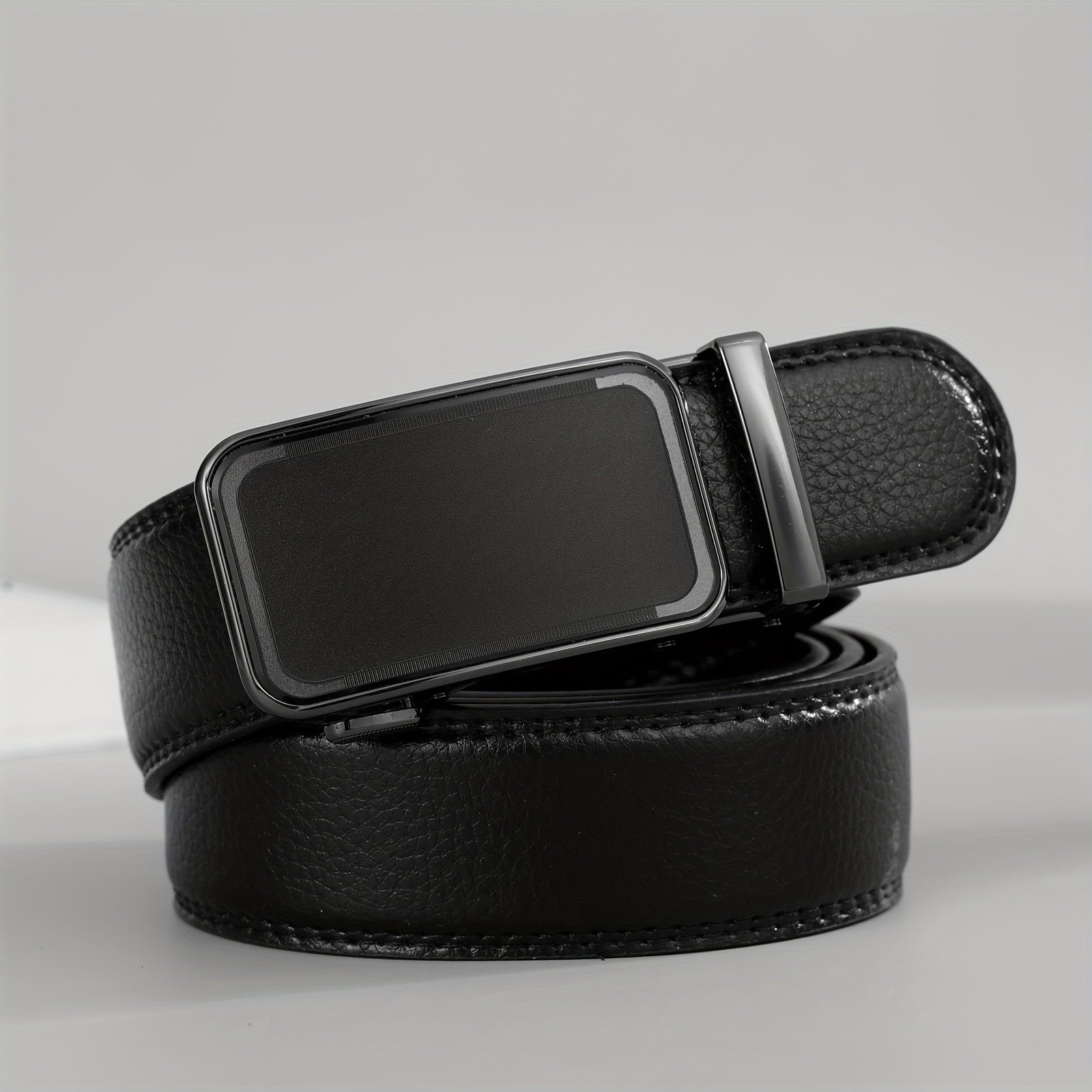 Men's PU Leather Belt Automatic Buckle Business Suit Waist Strap