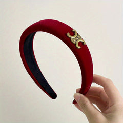 Red Plush Fabric Hairband Thick Sponge Headband Vintage Hair Accessories