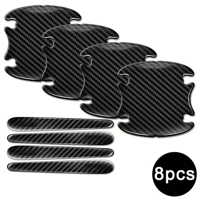 Carbon Fiber Texture Car Door Bowl Protection Stickers Set