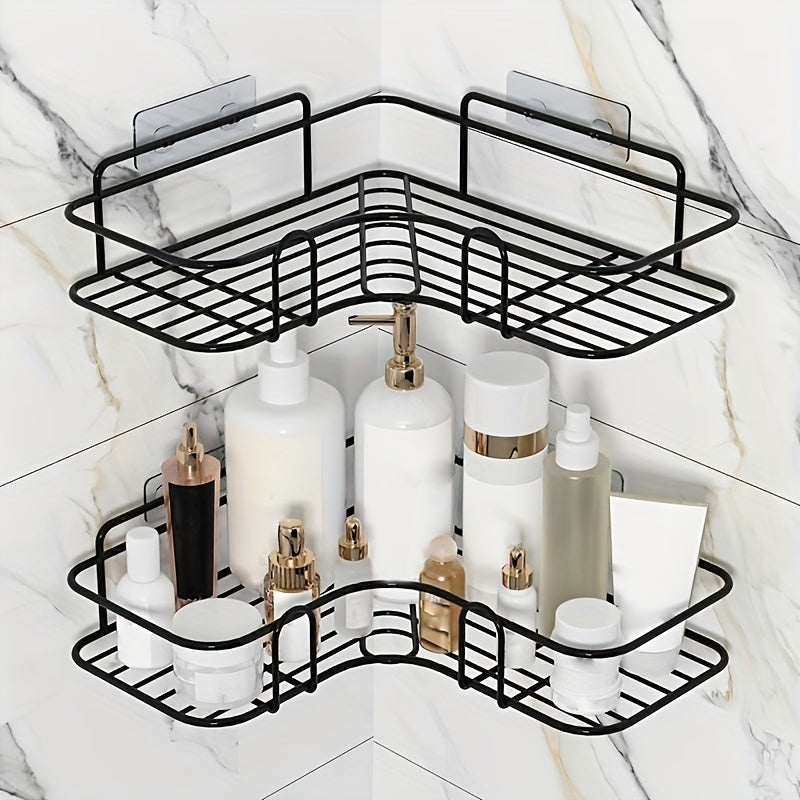 1pc Punch Corner Shelf Bathroom Rack Shelf Bathroom Toilet Seamless Wall Mounted